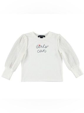 French Connection Girls Can White Knit Long Sleeve Top Size 6X / 6-7